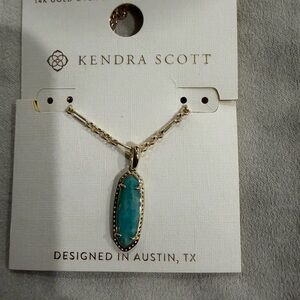 Kendra Scott Gold Necklace with Teal Pendant